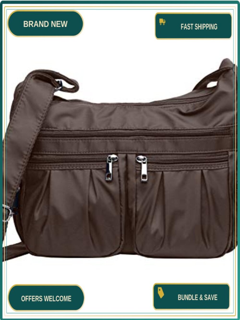 Waterproof Nylon Crossbody Purse Lightweight Travel Shoulder Handbag